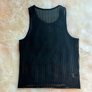 Men's Mesh Fishnet Top Short Sleeve Sheer See Through T Shirt